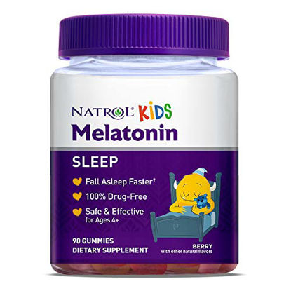 Picture of Natrol Kids Melatonin Gummy, 1mg, Sleep Aid Supplement for Children, Ages 4 and up, 90 Berry Flavored Gummies