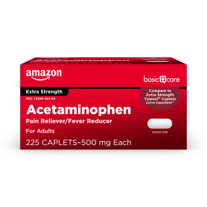 Picture of Amazon Basic Care Extra Strength Pain Relief, Acetaminophen Caplets, 500 mg, 225 Count