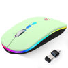 Picture of HOTLIFE Wireless Mouse Led Slim Rechargeable Bluetooth Mouse, Ergonomic Design Noiseless Mouse Portable Optical Mouse Silent Click Cordless Mouse with USB Receiver and Type C Adapter (Green)
