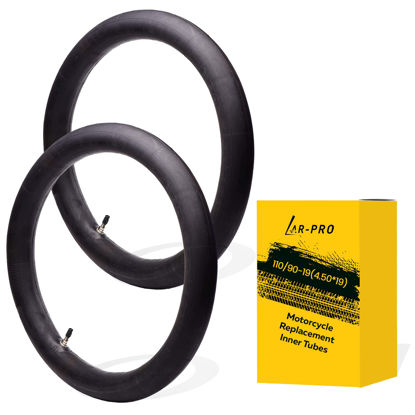 Picture of (2-Pack) 110/90-19 (4.50 x 19) - 120/90-19 Heavy-Duty Motorcycle Inner Tubes-3mm Thick Butyl Rubber Inner Tubes - Pinch and Puncture-Resistant Tubes-TR4 Valve Stems - Designed for Off-Road Tires