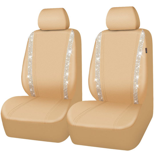 GetUSCart- CAR PASS Leather Diamond Bling Car Seat Covers 2 Front Interior  Sets, Waterproof Universal Shining Glitter Crystal Sparkle Fit for 95%  Automotive Truck SUV Cute Women Girl, 2PCS Beige Rhinestone