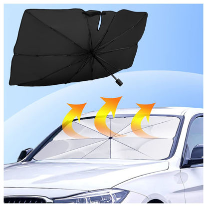 Picture of 2023 New Upgrade Car Windshield Sunshade Umbrella,Opening Design Foldable Car Sun Protection Sun Shade Cover,Protection Automotive Interior and Keep Cool,UV Protection fit Napping Car Accessories