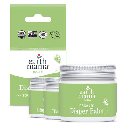 Picture of Earth Mama Organic Diaper Balm Multipurpose Baby Ointment | EWG Verified, Petroleum & Fragrance Free with Calendula for Sensitive Skin, 2-Fluid Ounce (3-Pack)