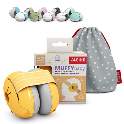 Picture of Alpine Muffy Baby Ear Protection for Babies and Toddlers up to 36 Months - CE & ANSI Certified - Noise Reduction Earmuffs - Comfortable Baby Headphones Against Hearing Damage & Improves Sleep - Yellow