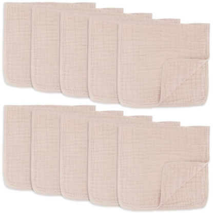 Picture of Comfy Cubs Muslin Burp Cloths Large 100% Cotton Hand Washcloths for Babies, Baby Essentials 6 Layers Extra Absorbent and Soft Boys & Girls Baby Rags for Newborn Registry (Blush 10-Pack, 20" X10")