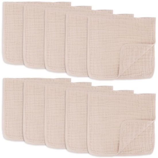 Picture of Comfy Cubs Muslin Burp Cloths Large 100% Cotton Hand Washcloths for Babies, Baby Essentials 6 Layers Extra Absorbent and Soft Boys & Girls Baby Rags for Newborn Registry (Blush 10-Pack, 20" X10")