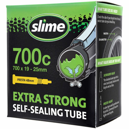 Picture of Slime 30085 Bike Inner Tube with Slime Puncture Sealant, Extra Strong, Self Sealing, Prevent and Repair, Presta Valve, 700 x 19-25mm