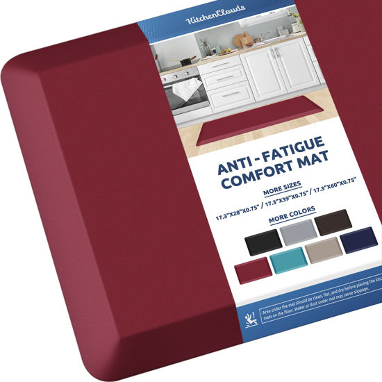 Picture of KitchenClouds Kitchen Mat Cushioned Anti Fatigue Kitchen Rug 0.75inch Waterproof Non Slip Kitchen Rugs and Mats Standing Desk Mat Comfort Floor Mats for Kitchen Sink Office (17.3"x39",Red)