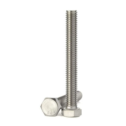 Picture of 3/8-16 x 5-1/2" (1/2" to 6" Available) Hex Head Screw Bolt, Fully Threaded, Stainless Steel 18-8, Plain Finish, Quantity 5