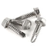 Picture of #8 x 1" (1/2" to 1-1/2" Available) Hex Washer Head Self Drilling Screws, Self Tapping Sheet Metal Tek Screws, 410 Stainless Steel, 100 PCS