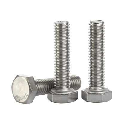 Picture of 1/4-20 x 1-1/2" (3/8" to 4" Available) Hex Head Screw Bolt, Fully Threaded, Stainless Steel 18-8, Plain Finish, Quantity 20