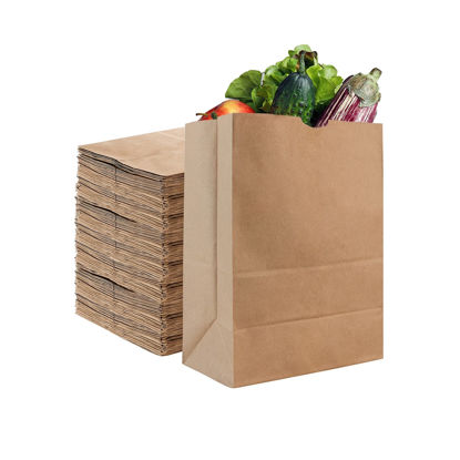 Picture of Stock Your Home 52 Lb Kraft Brown Paper Bags (70 Count) - Kraft Brown Paper Grocery Bags Bulk - Large Paper Bags for Grocery Shopping