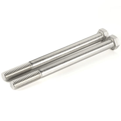 Picture of 1/2-13 x 6-1/2" Hex Head Screw Bolt, Partially Threaded, Stainless Steel 18-8 (304), Plain Finish, Quantity 2