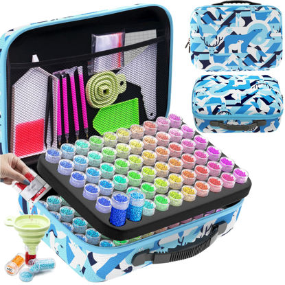 Picture of ARTDOT Diamond Painting Storage Containers, 120 Slots Diamond Painting Kits Accessories and Tools Portable Diamond Painting Organizer Case for 5D Diamond Beads Jewelry Rings (Blue)