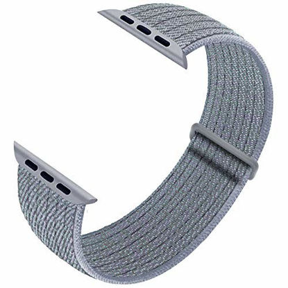 Picture of Ruiboo Sport Loop Compatible with Apple Watch Band 38mm 40mm 42mm 44mm iWatch Series 6 5 SE 4 3 2 1 Strap, Women Men Sport Weave Replacement Wristband Adjustable Breathable, 42mm 44mm Obsidian Mist