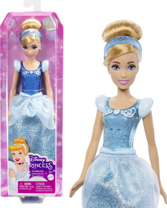 Picture of Mattel Disney Princess Cinderella Fashion Doll, Sparkling Look with Blonde Hair, Blue Eyes & Hair Accessory