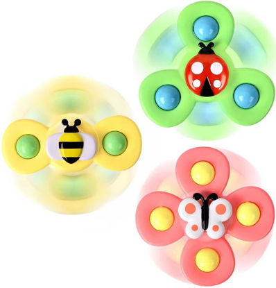 Picture of 3PCS Suction Cup Spinner Toys for 1 2 Year Old Boys Spinning Toys 12-18 Months Sensory Toys for Toddlers 1-3 First Birthday Baby Gifts for Girls