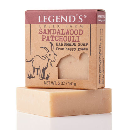 Picture of Legend's Creek Farm Goat Milk Soap, Moisturizing Cleansing Bar for Hands and Body, Creamy Lather and Nourishing, Gentle For Sensitive Skin, Handmade in USA (Sandalwood Patchouli, Single)