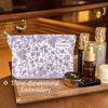 Picture of STARDW Makeup Bag for Women Travel Toiletry Bag Large Capacity Makeup Organizer Bag Flower Cosmetic Bags Zipper Pouch (Embroidery Purple)