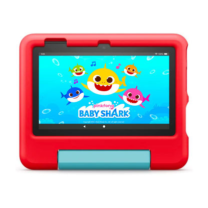 Picture of Amazon Fire 7 Kids tablet, ages 3-7. Top-selling 7" kids tablet on Amazon - 2022. Set time limits, age filters, educational goals, and more with parental controls, Red