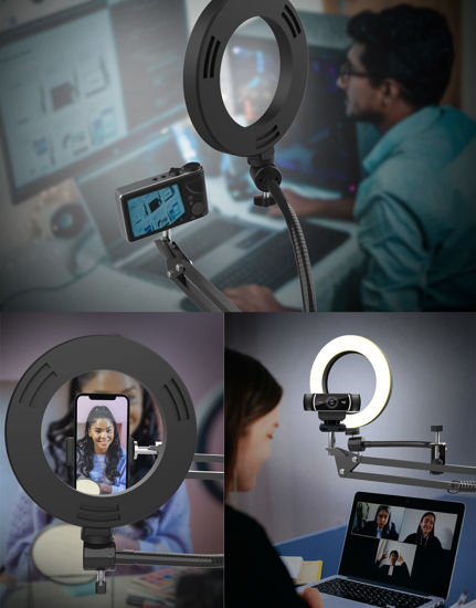 GetUSCart- Overhead Camera Mount with Ring Light, Flexible Articulating ...