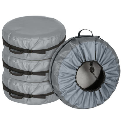 Picture of Explore Land Tire Cover with Handle - Seasonal Spare Tire Bag, Durable Winter Wheel Storage Tote Against Dust and Scratches, 4 Pack (Fits Tire Diameters 32''-34.75'', Charcoal)