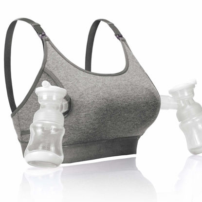 Picture of Momcozy Hands Free Pumping Bra, Adjustable Breast-Pumps Holding and Nursing Bra, Suitable for Breastfeeding-Pumps by Lansinoh, Philips Avent, Spectra, Evenflo and More(Grey,Large)