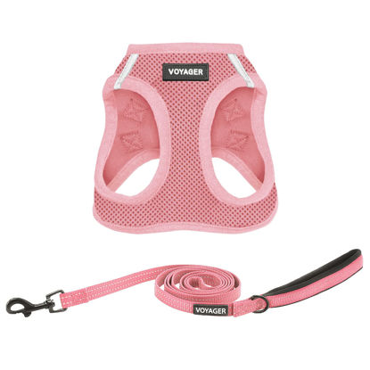 Picture of Voyager Step-in Air All Weather Mesh Harness and Reflective Dog 5 ft Leash Combo with Neoprene Handle, for Small, Medium and Large Breed Puppies by Best Pet Supplies - Leash Harness (Pink), XXXS