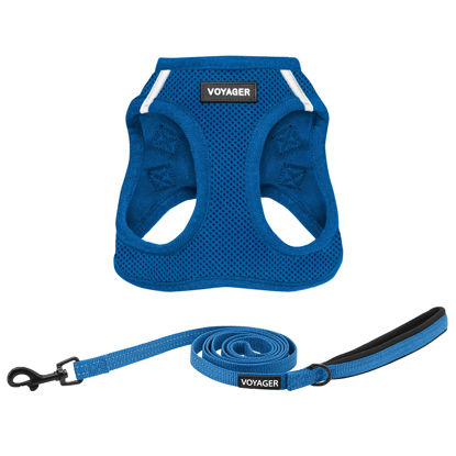 Picture of Voyager Step-in Air All Weather Mesh Harness and Reflective Dog 5 ft Leash Combo with Neoprene Handle, for Small, Medium and Large Breed Puppies by Best Pet Supplies - Leash Harness (Royal Blue), XXS