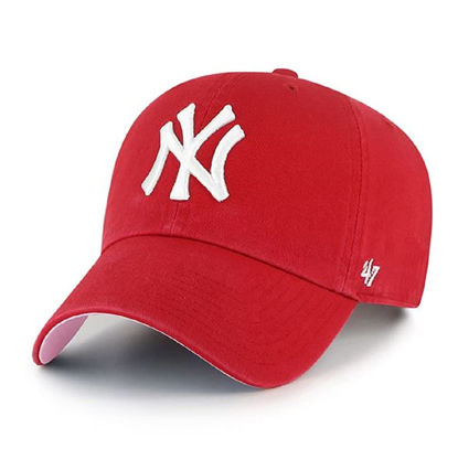 Picture of '47 MLB New York Yankees Ball Park Clean Up Adjustable Hat, Adult One Size Fits All (New York Yankees Red Pink)