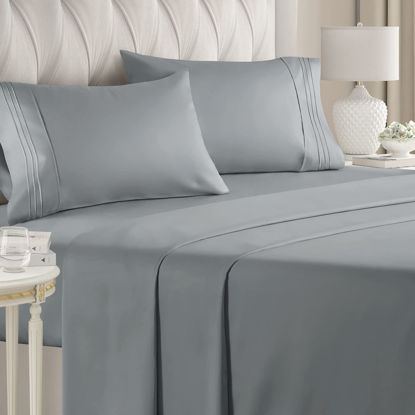 Picture of  King Size Sheet Set - Breathable & Cooling Sheets - Hotel Luxury Bed Sheets - Extra Soft - Deep Pockets - Easy Fit - 4 Piece Set - Wrinkle Free - Comfy - Steel Blue Bed Sheets - Kings Sheets - 4 PC
