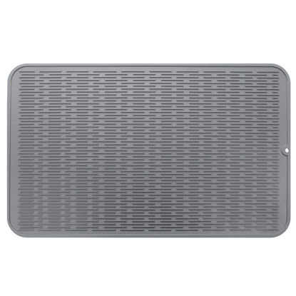 Picture of MicoYang Silicone Dish Drying Mat for Multiple Usage,Easy clean,Eco-friendly,Heat-resistant Silicone Mat for Kitchen Counter or Sink,Refrigerator or Drawer Liner Grey XXXL 28 inches x 18 inches