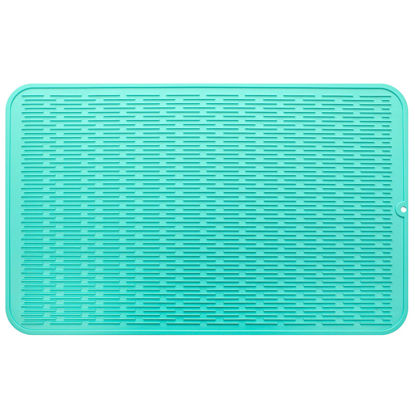 Picture of MicoYang Silicone Dish Drying Mat for Multiple Usage,Easy clean,Eco-friendly,Heat-resistant Silicone Mat for Kitchen Counter or Sink,Refrigerator or Drawer Liner Mint XXXL 28 inches x 18 inches