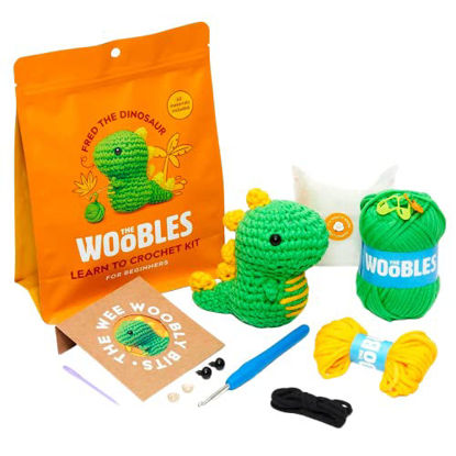 Picture of The Woobles Crochet Kit for Beginners with Easy Peasy Yarn for Crocheting as Seen On Shark Tank - Crochet Kit with Step-by-Step Video Tutorials - Dinosaur