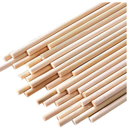 Picture of 25PCS Dowel Rods Wood Sticks Wooden Dowel Rods - 1/4 x 12 Inch Unfinished Bamboo Sticks - for Crafts and DIYers