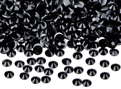 Picture of 1440PCS Art Nail Rhinestones non Hotfix Glue Fix Round Crystals Glass Flatback for DIY Jewelry Making with one Picking Pen (ss20 1440pcs, Jet Black)
