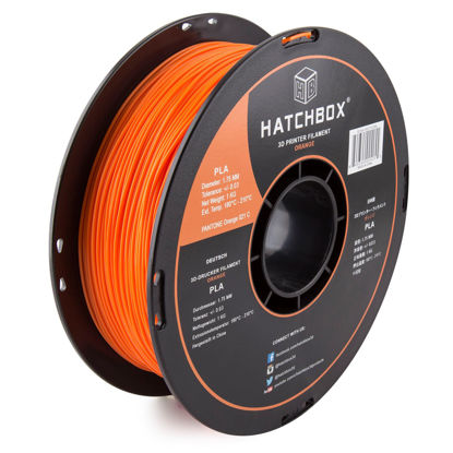 Picture of HATCHBOX 1.75mm Orange PLA 3D Printer Filament, 1 KG Spool, Dimensional Accuracy +/- 0.03 mm, 3D Printing Filament