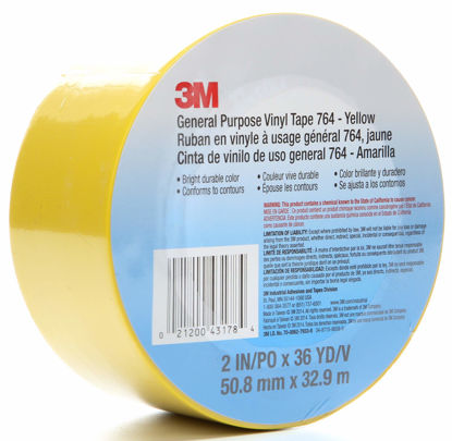 Picture of 3M Vinyl Tape 764, General Purpose, 2 in x 36 yd, Yellow, 1 Roll, Light Traffic Floor Marking Tape, Social Distancing, Color Coding, Safety, Bundling