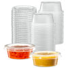Picture of {1.5 oz - 100 Sets} Clear Diposable Plastic Portion Cups With Lids, Small Mini Containers For Portion Controll, Jello Shots, Meal Prep, Sauce Cups, Slime, Condiments, Medicine, Dressings, Crafts, Disposable Souffle Cups & Much more