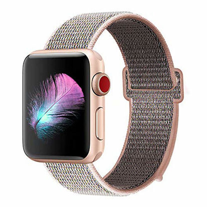 Picture of HILIMNY Compatible for Apple Watch Band 38mm 40mm, New Nylon Sport Loop, Adjustable Closure Wrist Strap, Replacement Band Compatible for iWatch Series 4 3 2 1(38mm 40mm, Pinksand)