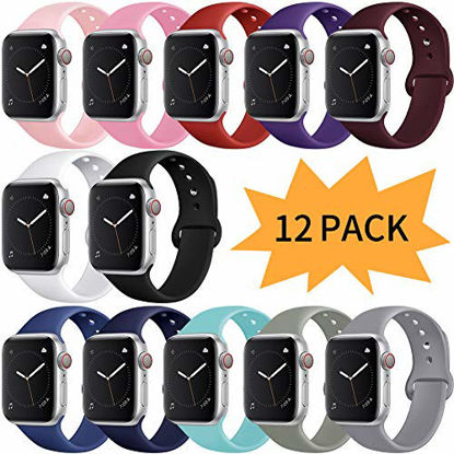 Picture of Bravely klimbing Compatible with App le Watch Band 38mm 40mm 42mm 44mm, for Women Men, iwatch Bands Compatible with iWatch Series 5, Series 4, Series 3, Series 2, Series 1 S/M, M/L 12 Pack