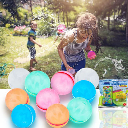 Picture of ZUPIIY Reusable Water Balloons, Summer Water Toys, Outdoor Toys, Pool Toys, Self-Sealing Water Bomb for Kids Adults, Silicone Water Ball Easy Quick Fill, Fun Splash Water Bomb Party Supplies(30 PCS)