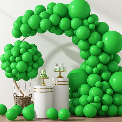 Picture of RUBFAC 129pcs Green Balloons Different Sizes 18 12 10 5 Inch Green Latex Balloon Garland Arch for Masquerade Party Decorations Birthday Baby Shower Wedding Party Supplies