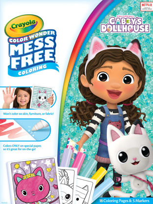 Picture of Crayola Gabbys Dollhouse Color Wonder, 18 Mess Free Coloring Pages & 5 No Mess Markers, Gift for Kids
