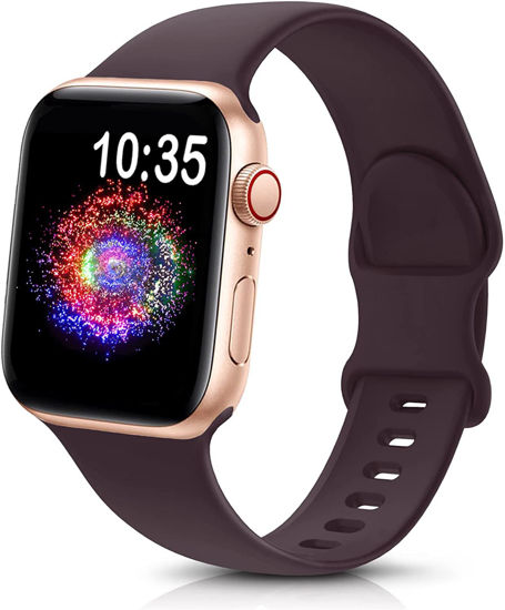 Picture of TreasureMax Sport Band Compatible with Apple Watch Bands 38mm 40mm 41mm 42mm 44mm 45mm 49mm,Soft Silicone Strap Compatible for Apple Watch Series Ultra 8 7 6 5 4 3 2 1 SE Women Dark Cherry 38/40/41MM