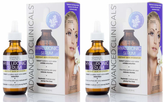 Picture of Advanced Clinicals Hyaluronic Acid Face Serum Skin Care Facial Moisturizer To Restore Skin, Anti Aging Face Serum For Wrinkles, Dark Spots, Fine Lines, & Dry Skin, 1.75 Fl Oz (Pack Of 2)