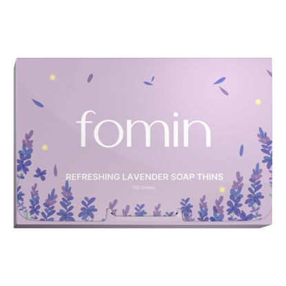 Picture of FOMIN - Antibacterial Paper Soap Sheets for Hand Washing - (100 Sheets) Lavender Portable Travel Soap Sheets, Dissolvable Camping Mini Soap, Portable Soap Sheets