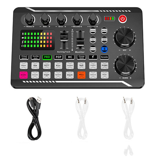 Picture of Soundboard,Sound Effects Board,Sound Board,Sound Mixer Board,Bluetooth-Compatible Sound Card with Multiple Sound Effects & LED Light,Sound Board for Streaming for Phone,Computer,Live Streaming