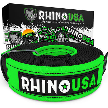 Picture of Rhino USA Tree Saver Tow Strap (10' x 4") - Lab Tested 40,320lb Break Strength - Heavy Duty Draw String Included - Triple Reinforced Loop Straps - Emergency Off Road Recovery Rope