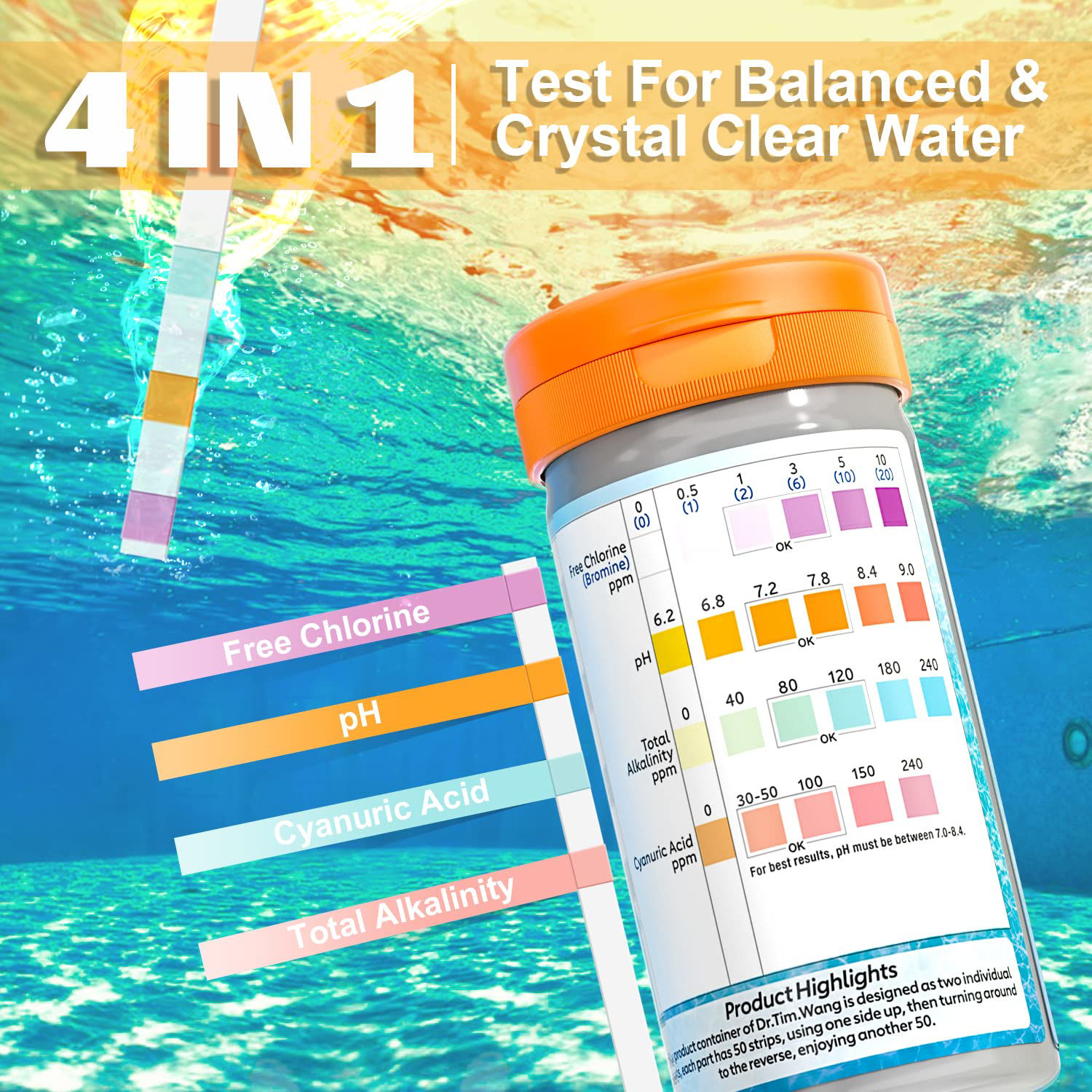 GetUSCart Pool and Hot Tub Test Strips MedicalGrade Precision 41 7